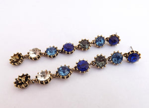 Gold Tone Faceted Long Drop Earrings (3 colour options)