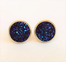 Load image into Gallery viewer, Blue, Purple &amp; Black Glittery Stud Earrings
