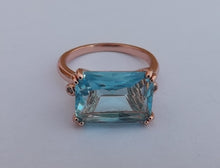 Load image into Gallery viewer, Blue &amp; Rose Gold Tone Bling Ring size 8)

