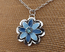 Load image into Gallery viewer, Blue &amp; Silver Tone Flower Pendant Necklace
