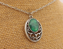 Load image into Gallery viewer, Blue &amp; Silver Tone Oval Pendant Necklace
