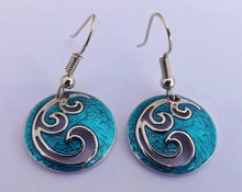 Load image into Gallery viewer, Blue &amp; Silver Tone Round Drop Earrings
