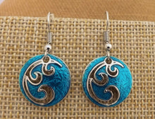 Load image into Gallery viewer, Blue &amp; Silver Tone Round Drop Earrings
