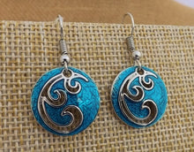 Load image into Gallery viewer, Blue &amp; Silver Tone Round Drop Earrings
