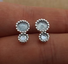 Load image into Gallery viewer, Blue &amp; Silver Tone Stud Earrings
