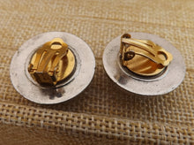 Load image into Gallery viewer, Blue &amp; Silver Tone Vintage Clip on Earrings
