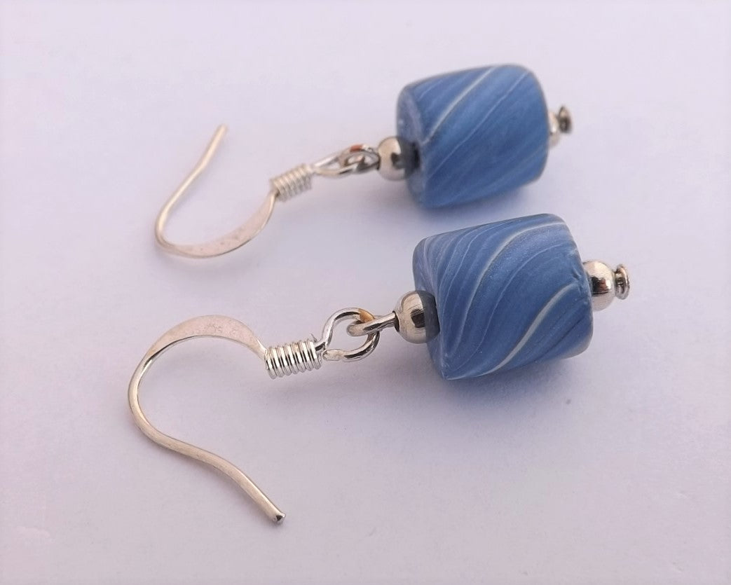 Blue & Silver Kathryn Design Bead Drop Earrings