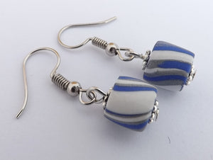 Blue & White Kathryn Design Bead Drop Earrings