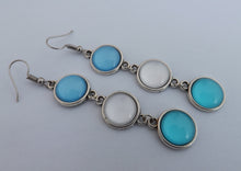 Load image into Gallery viewer, Blue &amp; White Triple Dome Earrings
