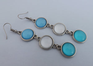 Blue & White Triple Dome Earrings