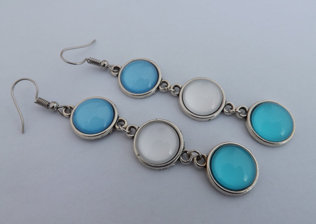 Blue & White Triple Dome Earrings