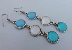 Blue & White Triple Dome Earrings