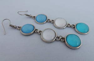 Blue & White Triple Dome Earrings