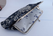 Load image into Gallery viewer, Blue &amp; White Wide Floral Vintage Style Coin Purse (two options)
