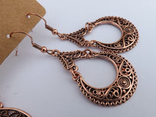 Load image into Gallery viewer, Bright Rose Gold Copper Tone Drop Earrings
