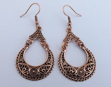 Load image into Gallery viewer, Bright Rose Gold Copper Tone Drop Earrings
