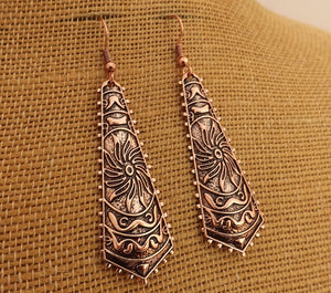 Rose Gold Tone Long Boho Drop Earrings