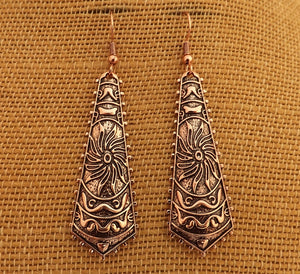 Rose Gold Tone Long Boho Drop Earrings