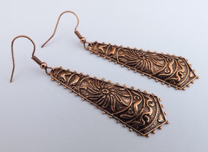 Rose Gold Tone Long Boho Drop Earrings