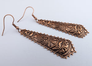 Rose Gold Tone Long Boho Drop Earrings