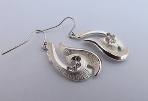 Bright Silver Fish Hook Hei Matau Earrings