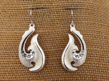 Load image into Gallery viewer, Bright Silver Fish Hook Hei Matau Earrings
