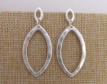 Load image into Gallery viewer, Bright Silver Tone Drop Earrings on Stud Setting
