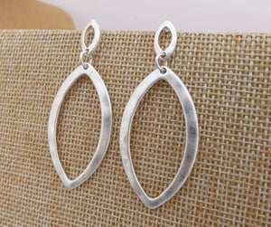 Bright Silver Tone Drop Earrings on Stud Setting