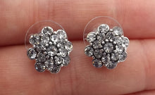 Load image into Gallery viewer, Bright Silver Tone Rhinestone Stud Earrings
