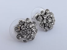 Load image into Gallery viewer, Bright Silver Tone Rhinestone Stud Earrings

