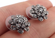 Load image into Gallery viewer, Bright Silver Tone Rhinestone Stud Earrings
