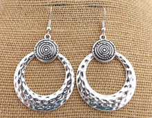 Load image into Gallery viewer, Bright Silver Tone Round Drop Earrings
