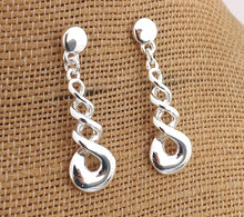 Load image into Gallery viewer, Bright Silver Tone Silver Twist Drop Earrings
