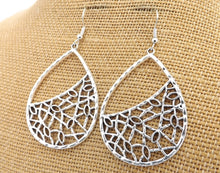 Load image into Gallery viewer, Bright Silver Tone Teardrop Earrings
