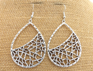 Bright Silver Tone Teardrop Earrings