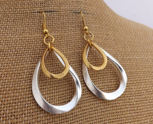 Load image into Gallery viewer, Bright Silver &amp; Gold Tone Drop Earrings
