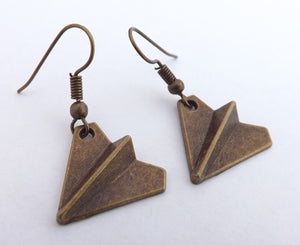 Paper Plane Earrings (Bronze or Silver)