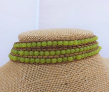 Load image into Gallery viewer, Brown Cord &amp; Light Green Bead Long Strand Bracelet
