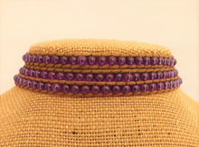 Load image into Gallery viewer, Brown Cord &amp; Purple Bead Long Strand Bracelet
