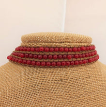 Load image into Gallery viewer, Brown Cord &amp; Red Bead Long Strand Bracelet
