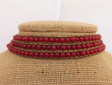 Load image into Gallery viewer, Brown Cord &amp; Red Bead Long Strand Bracelet
