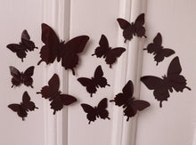 Load image into Gallery viewer, 24x Dark Dark Brown 3D Butterfly Wall Decals
