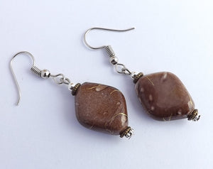 Brown & Gold Acrylic Bead Earrings