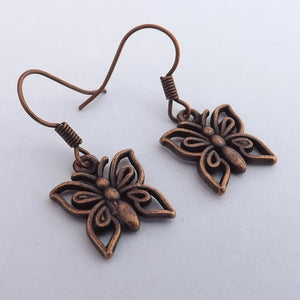 Butterfly Earrings (Bronze, Copper or Silver)