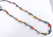 Load image into Gallery viewer, Ceramic Pottery Beads on Black Cord Necklace
