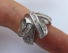 Load image into Gallery viewer, Chunky Faux Diamond &amp; Silver Tone Costume Ring (size 7)
