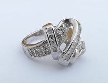 Load image into Gallery viewer, Chunky Faux Diamond &amp; Silver Tone Costume Ring (size 7)
