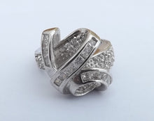 Load image into Gallery viewer, Chunky Faux Diamond &amp; Silver Tone Costume Ring (size 7)
