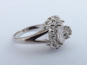 Chunky Faux Diamond & Silver Tone Costume Ring (size 7)