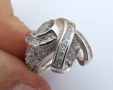 Load image into Gallery viewer, Chunky Faux Diamond &amp; Silver Tone Costume Ring (size 7)
